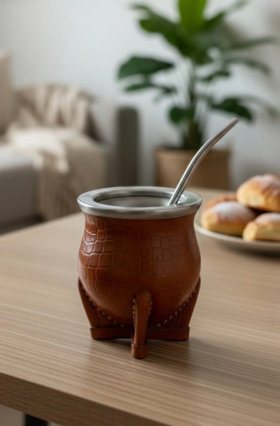 Mate deluxe camionero croco. Cuero suela